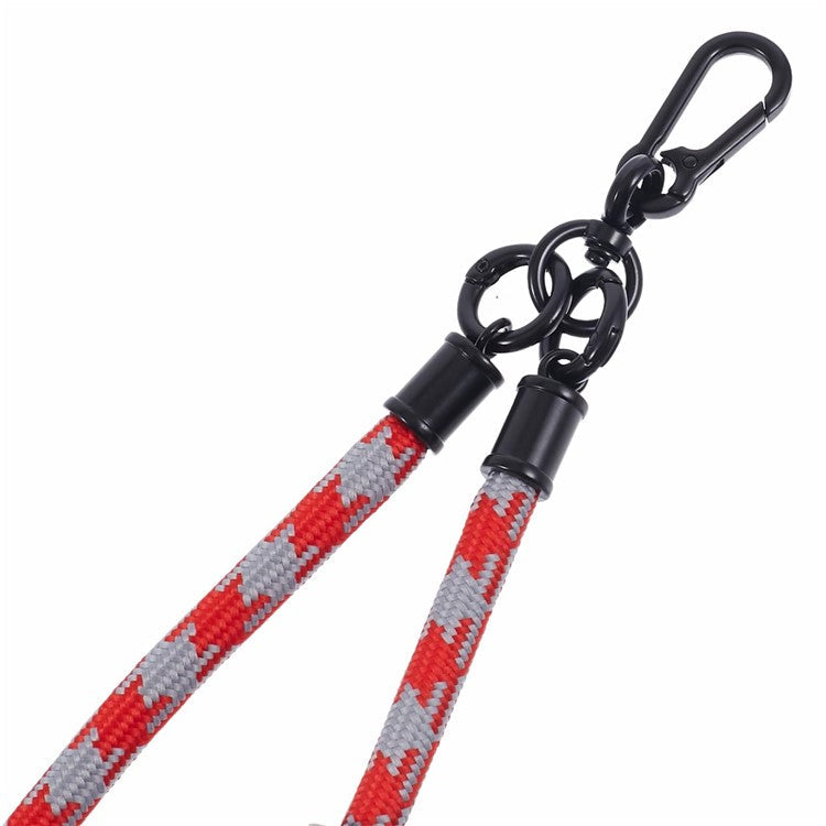8mm 30cm Phone Wrist Strap Dual Color Short Lanyard with Patch for Camera ID Badge Keys - Red+Grey