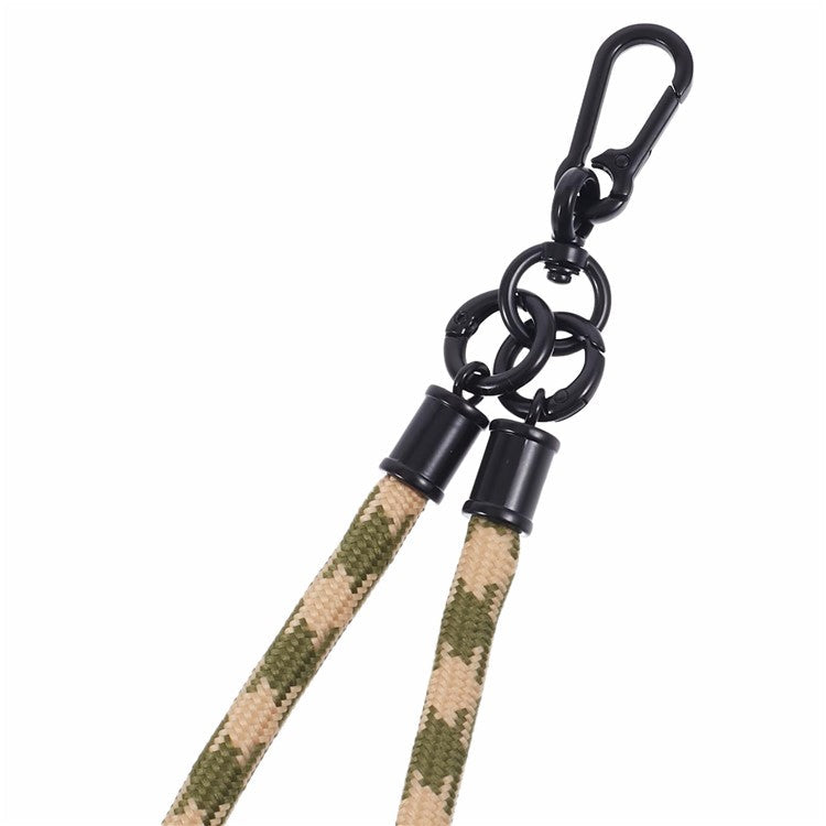 8mm 30cm Phone Wrist Strap Dual Color Short Lanyard with Patch for Camera ID Badge Keys - Khaki+Green