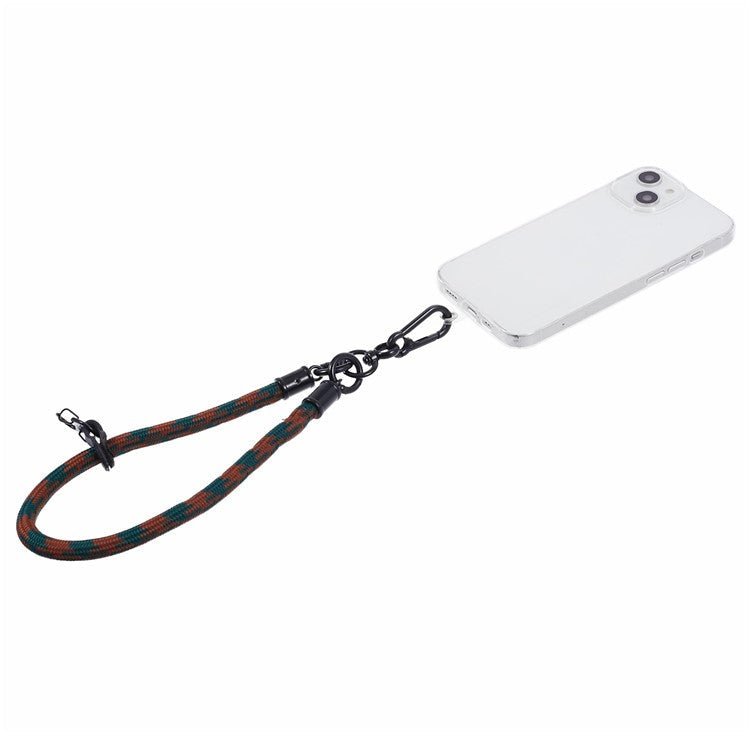 8mm 30cm Phone Wrist Strap Dual Color Short Lanyard with Patch for Camera ID Badge Keys - Wine Red+Blue