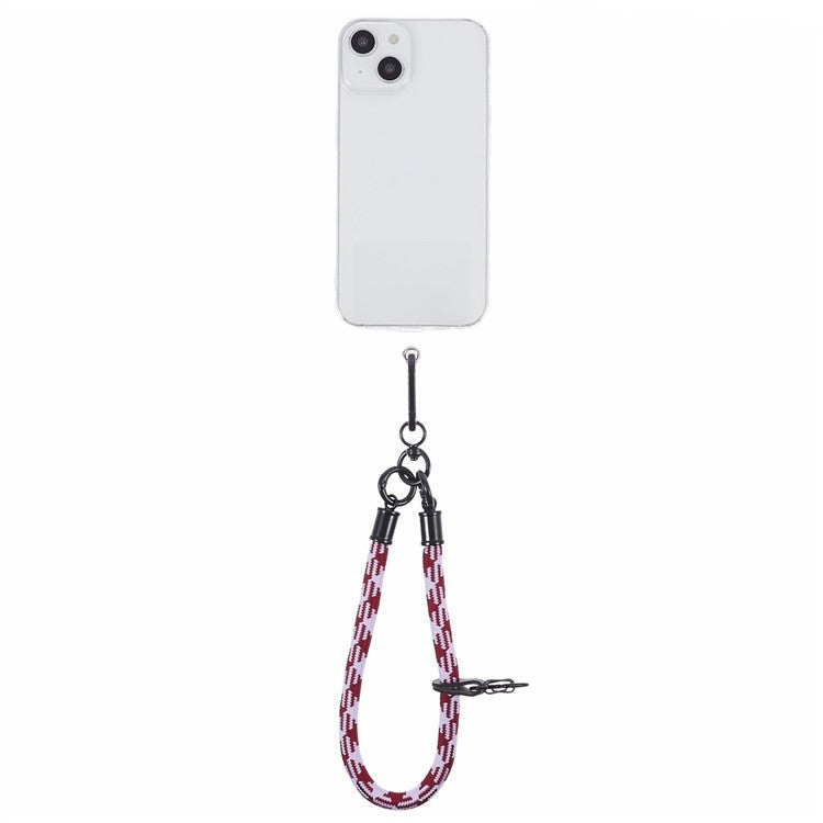 8mm 30cm Phone Wrist Strap Dual Color Short Lanyard with Patch for Camera ID Badge Keys - Red+White