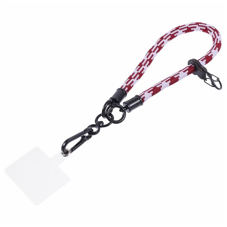 8mm 30cm Phone Wrist Strap Dual Color Short Lanyard with Patch for Camera ID Badge Keys - Red+White