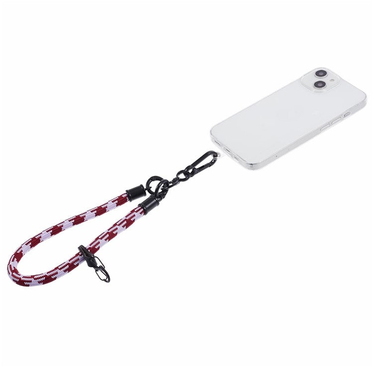 8mm 30cm Phone Wrist Strap Dual Color Short Lanyard with Patch for Camera ID Badge Keys - Red+White