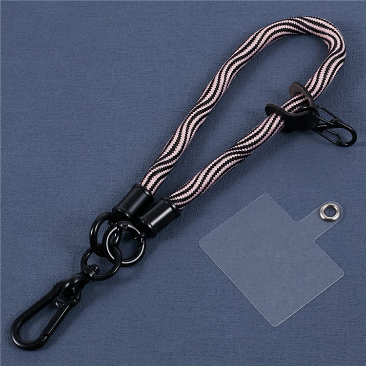 8mm 30cm S-Texture Hand Wrist Strap Short Lanyard Strap with Patch for Mobile Phone Keys Camera - Pink