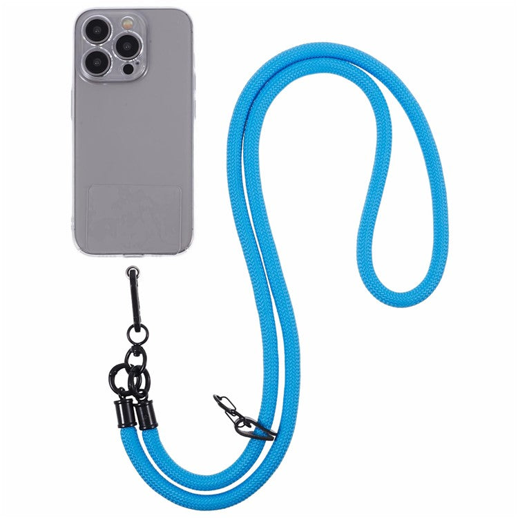 Style A Solid Color Phone Strap 10mm Crossbody Nylon Phone Charm with Clear Patch - Sky Blue