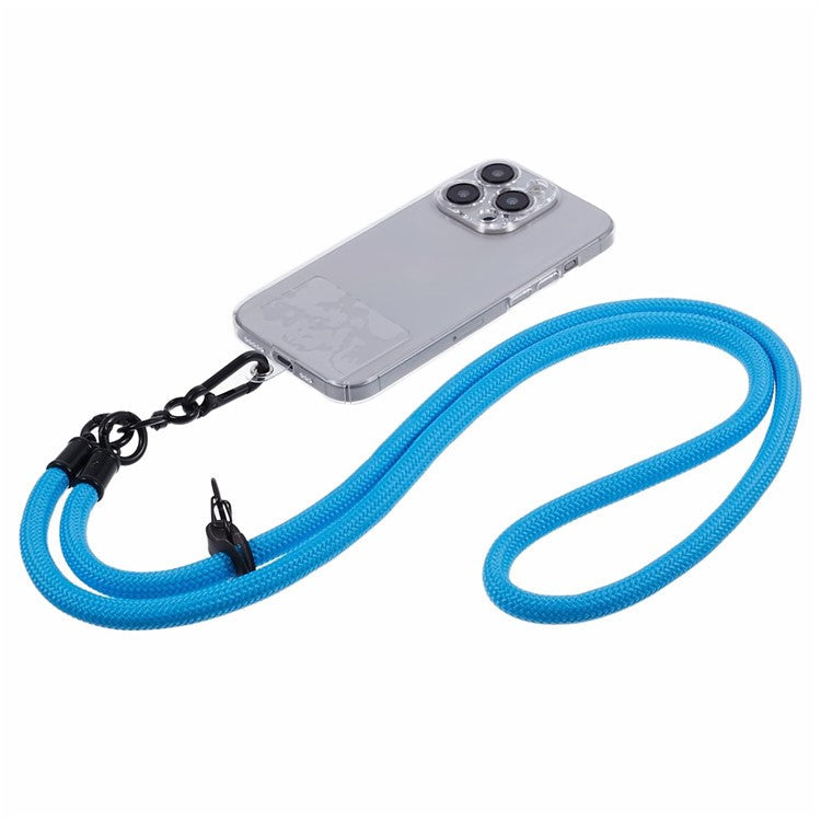 Style A Solid Color Phone Strap 10mm Crossbody Nylon Phone Charm with Clear Patch - Sky Blue
