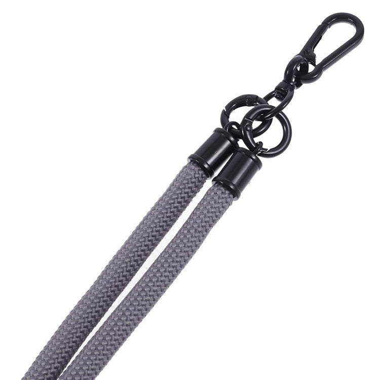 Style A Solid Color Phone Strap 10mm Crossbody Nylon Phone Charm with Clear Patch - Grey