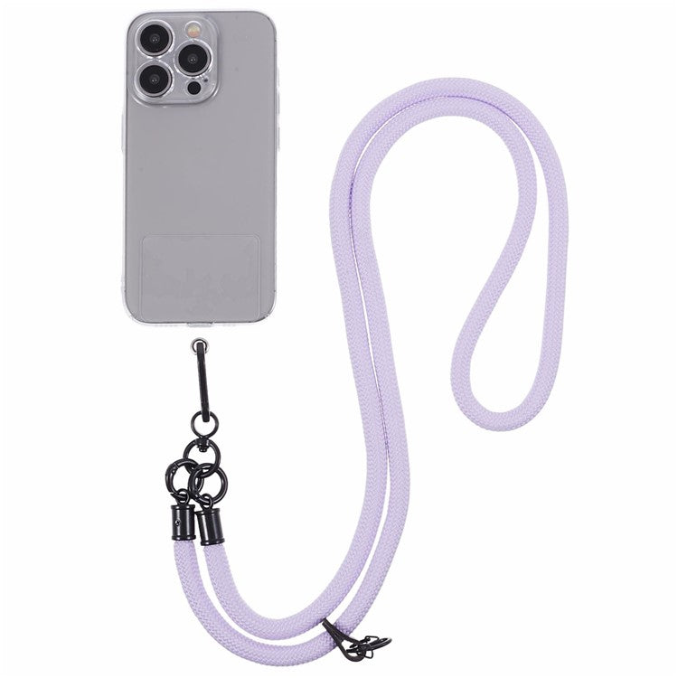 Style A Solid Color Phone Strap 10mm Crossbody Nylon Phone Charm with Clear Patch - Light Purple