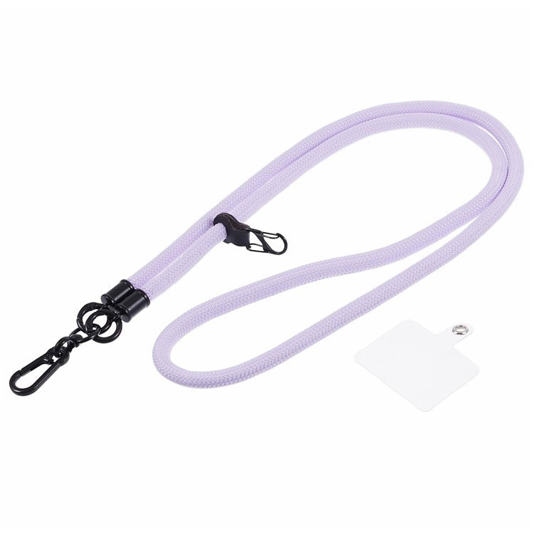 Style A Solid Color Phone Strap 10mm Crossbody Nylon Phone Charm with Clear Patch - Light Purple