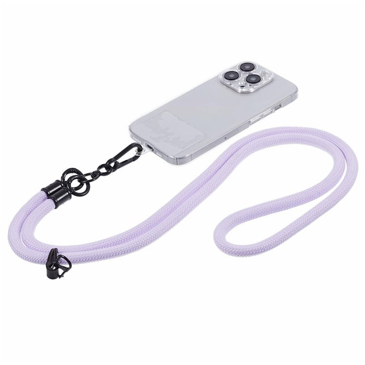 Style A Solid Color Phone Strap 10mm Crossbody Nylon Phone Charm with Clear Patch - Light Purple