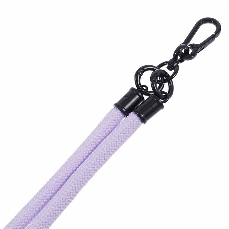 Style A Solid Color Phone Strap 10mm Crossbody Nylon Phone Charm with Clear Patch - Light Purple