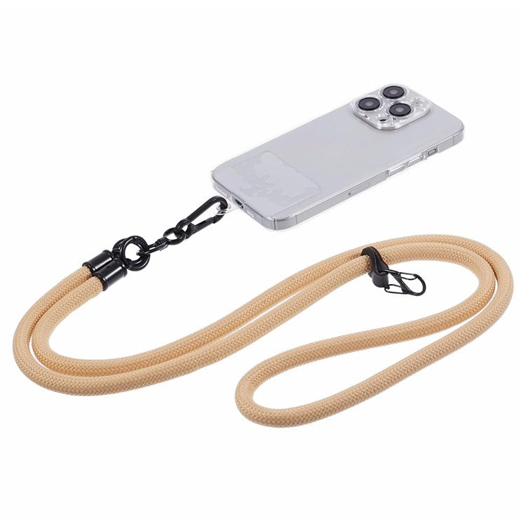 Style A Solid Color Phone Strap 10mm Crossbody Nylon Phone Charm with Clear Patch - Apricot