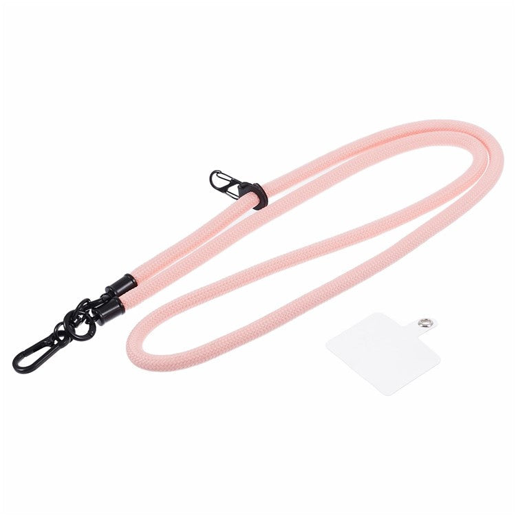 Style A Solid Color Phone Strap 10mm Crossbody Nylon Phone Charm with Clear Patch - Light Pink