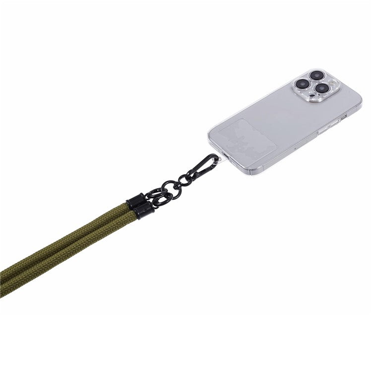 Style A Solid Color Phone Strap 10mm Crossbody Nylon Phone Charm with Clear Patch - Army Green