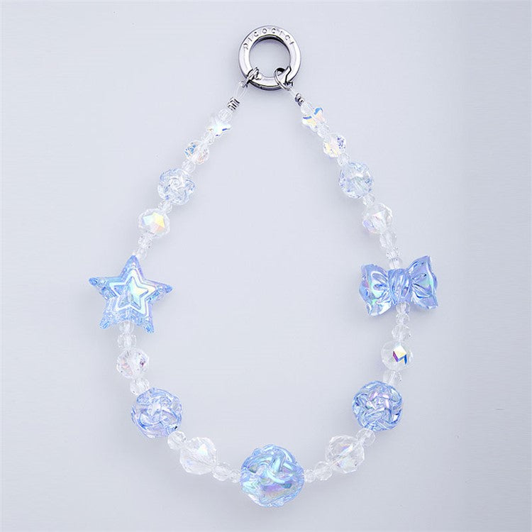 PICOCICI Phone Carrying Strap Star Bowknot Decor Crystal Clear Beads Wrist Band - 3