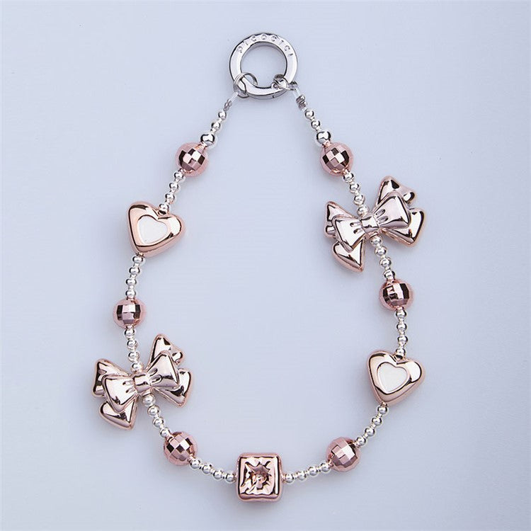 PICOCICI Bowknot Pearl Bead Phone Carrying Strap Wrist Band Lanyard - 2