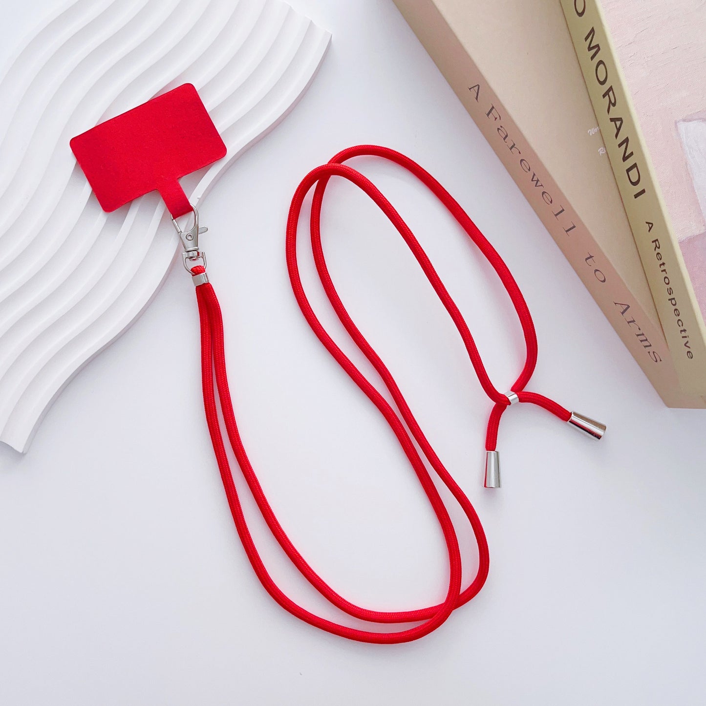 Phone Lanyard for iPhone 16 / 16 Ultra / 16 Pro / 16 Pro Max Detachable Polyester Fiber Braided Phone Strap with Tether Tab - Red