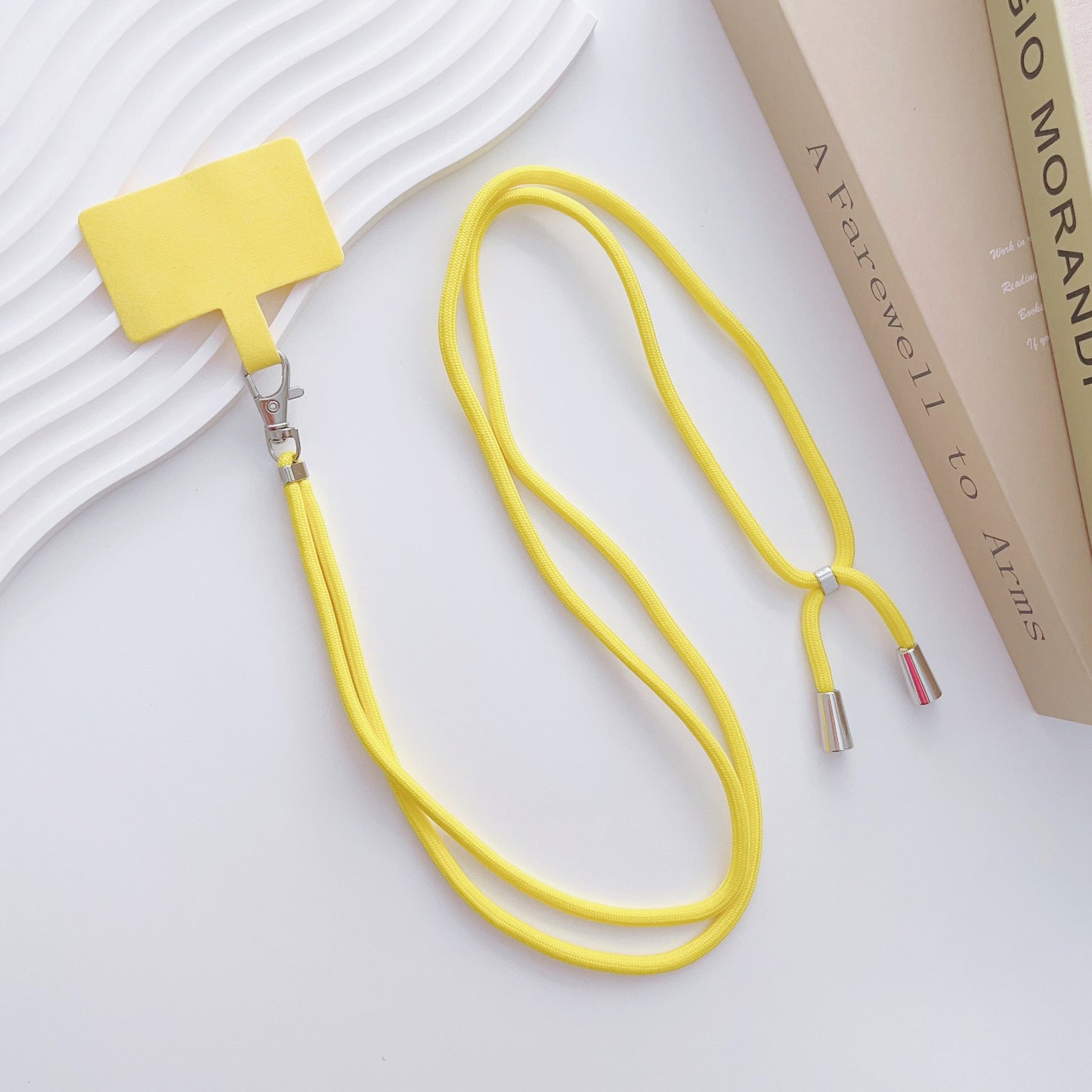 Phone Lanyard for iPhone 16 / 16 Ultra / 16 Pro / 16 Pro Max Detachable Polyester Fiber Braided Phone Strap with Tether Tab - Yellow