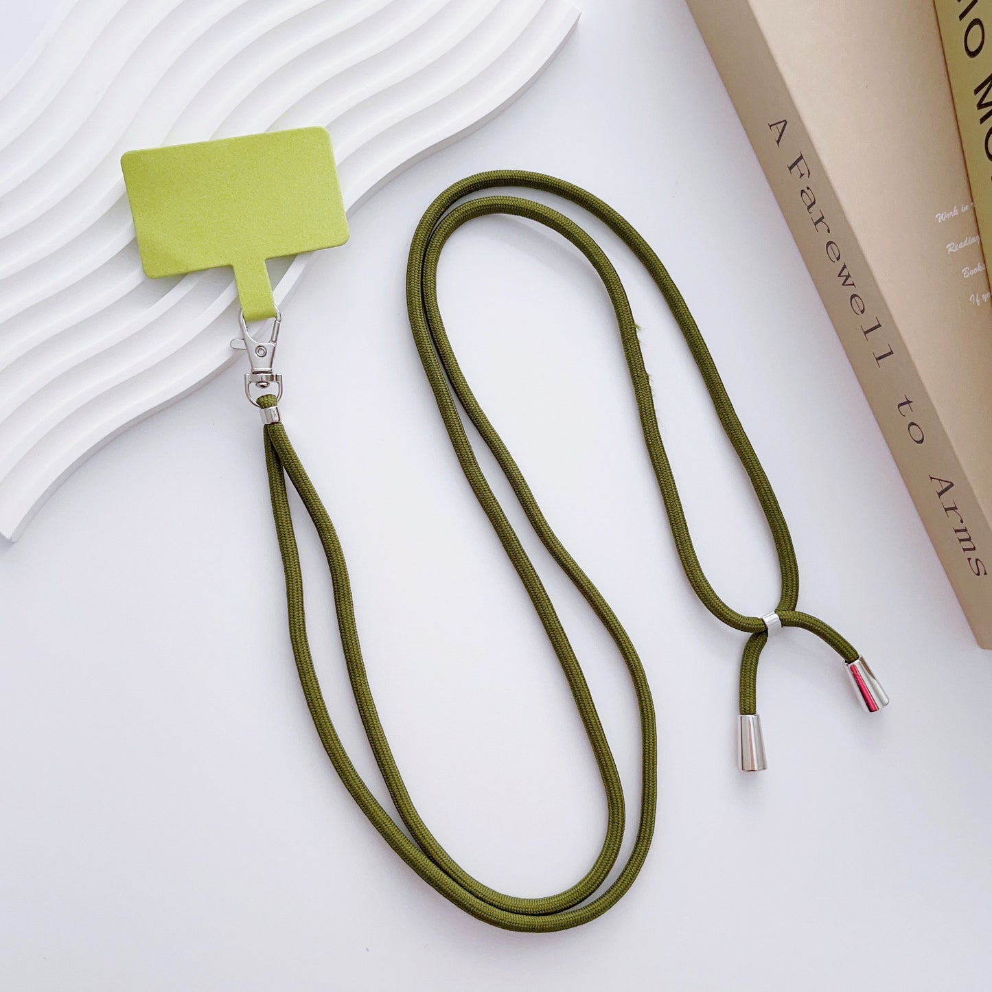 Phone Lanyard for iPhone 16 / 16 Ultra / 16 Pro / 16 Pro Max Detachable Polyester Fiber Braided Phone Strap with Tether Tab - Army Green