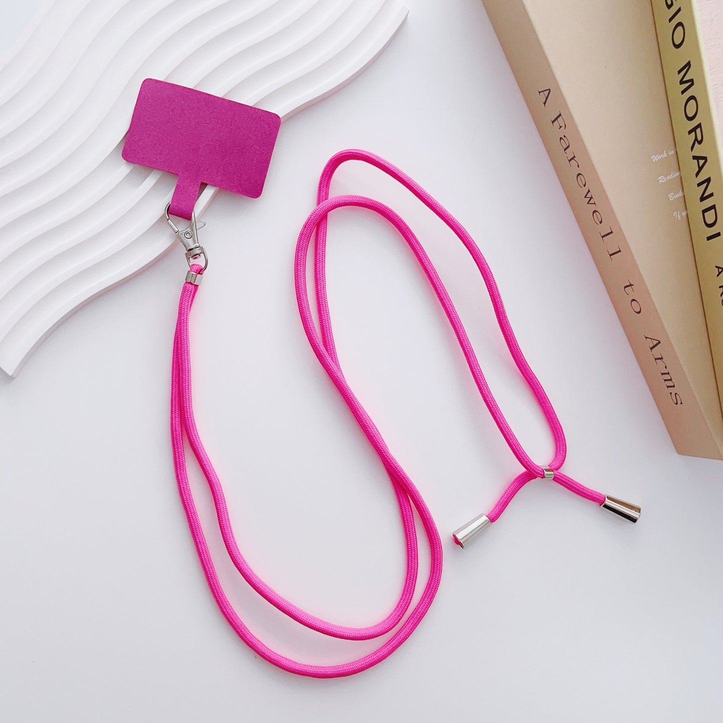 Phone Lanyard for iPhone 16 / 16 Ultra / 16 Pro / 16 Pro Max Detachable Polyester Fiber Braided Phone Strap with Tether Tab - Rose