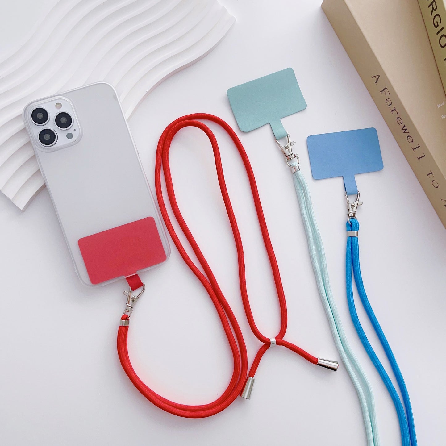 Phone Lanyard for iPhone 16 / 16 Ultra / 16 Pro / 16 Pro Max Detachable Polyester Fiber Braided Phone Strap with Tether Tab - White