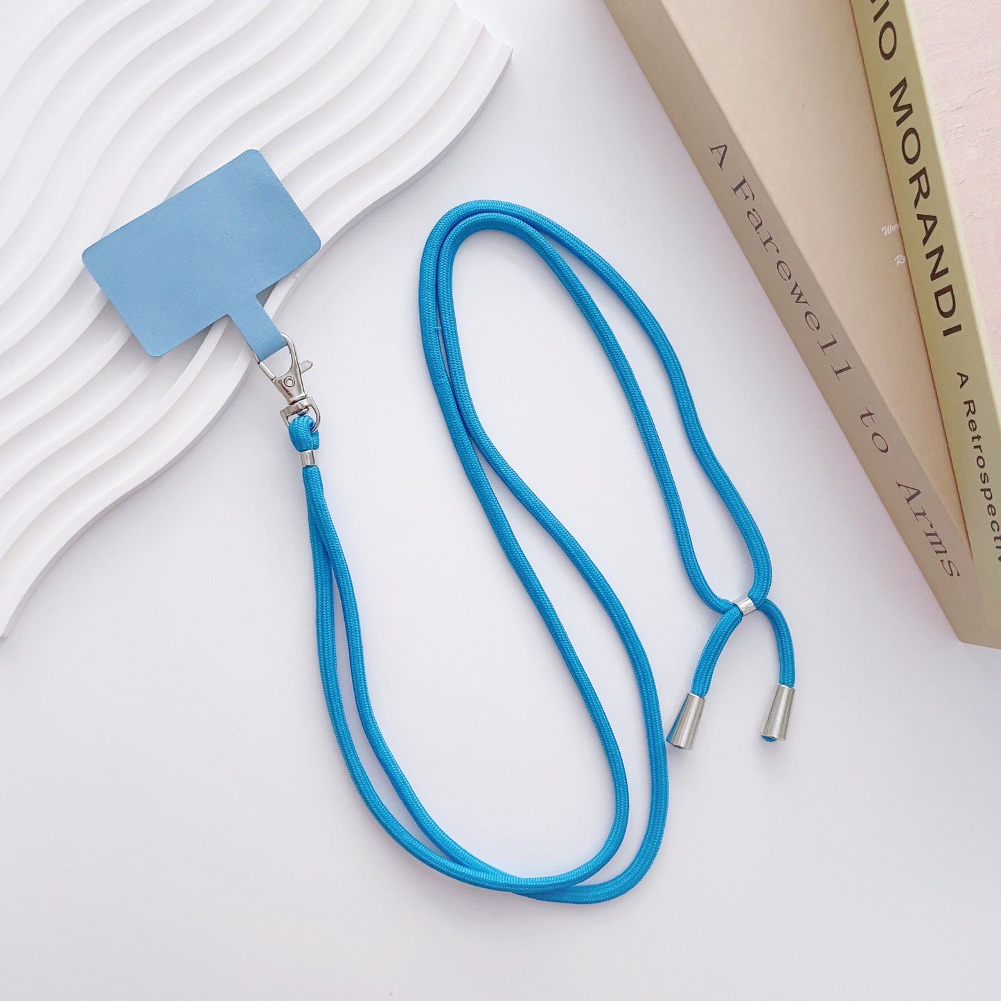 Phone Lanyard for iPhone 16 / 16 Ultra / 16 Pro / 16 Pro Max Detachable Polyester Fiber Braided Phone Strap with Tether Tab - Sky Blue