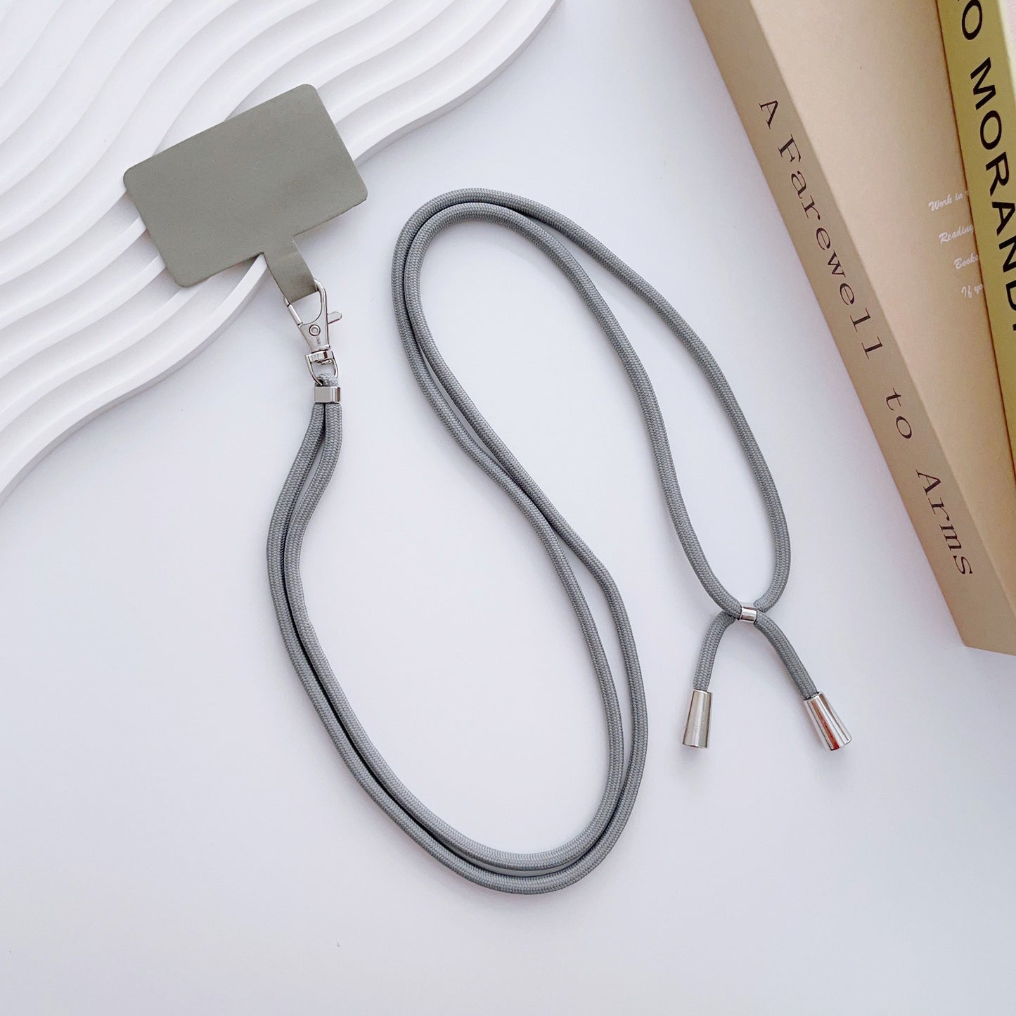 Phone Lanyard for iPhone 16 / 16 Ultra / 16 Pro / 16 Pro Max Detachable Polyester Fiber Braided Phone Strap with Tether Tab - Grey