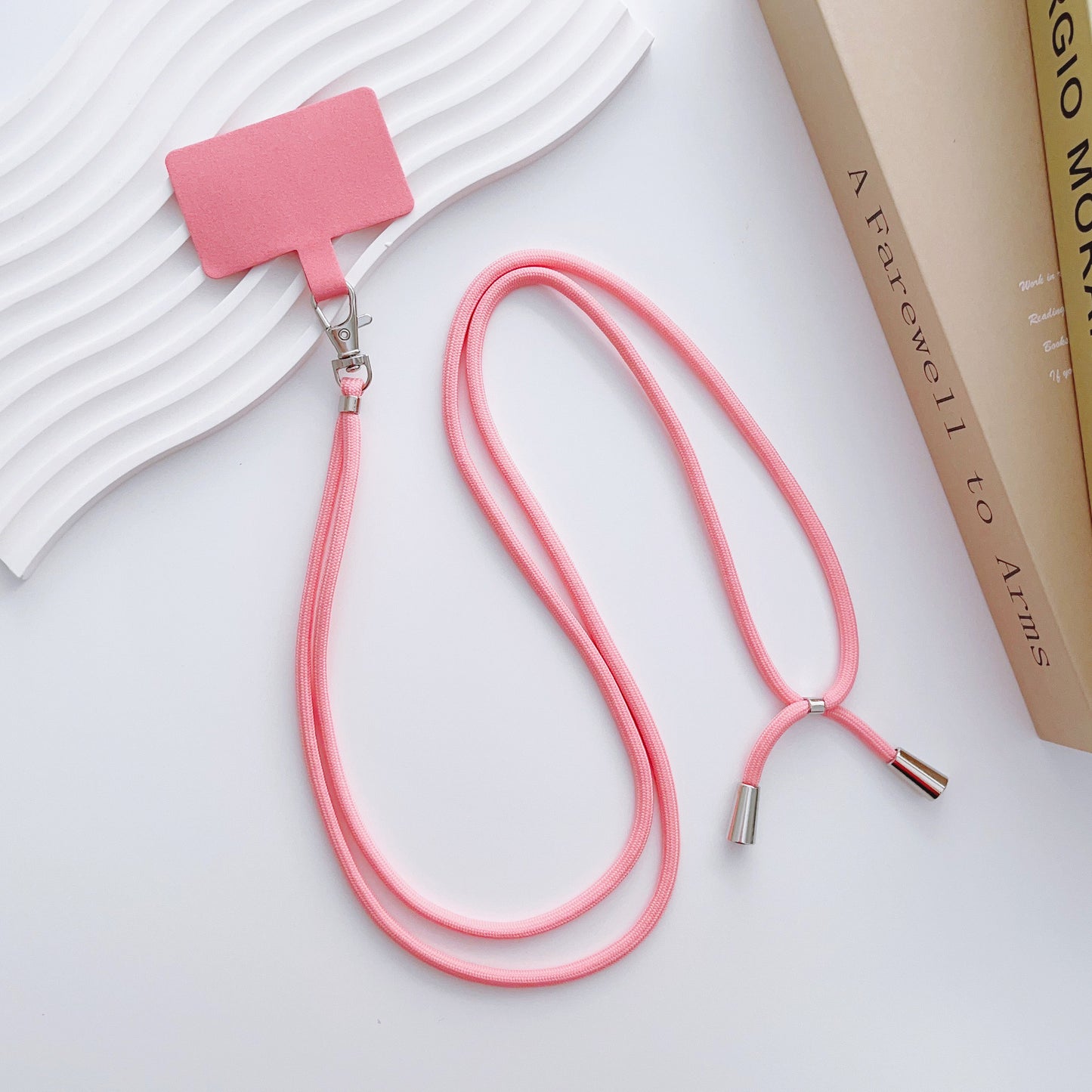 Phone Lanyard for iPhone 16 / 16 Ultra / 16 Pro / 16 Pro Max Detachable Polyester Fiber Braided Phone Strap with Tether Tab - Pink
