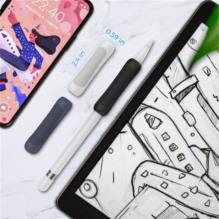 3Pcs Silicone Sleeve for Apple Pencil Pro / Pencil (1st Generation) / (2nd Generation) Stylus Pencil Cover Grip Holder - Black+Blue+White