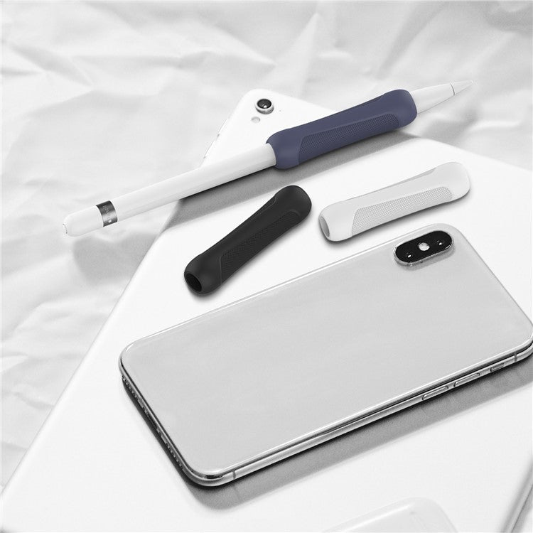 3Pcs Silicone Sleeve for Apple Pencil Pro / Pencil (1st Generation) / (2nd Generation) Stylus Pencil Cover Grip Holder - Black+Blue+White