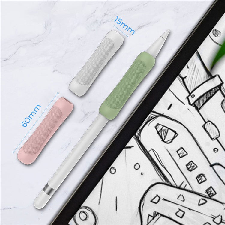 3Pcs Silicone Sleeve for Apple Pencil Pro / Pencil (1st Generation) / (2nd Generation) Stylus Pencil Cover Grip Holder - Pink+Green+White