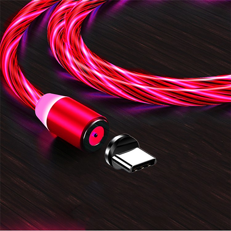 Flowing LED Magnetic Type-C Charging Cable for Samsung Sony Huawei etc. - Red