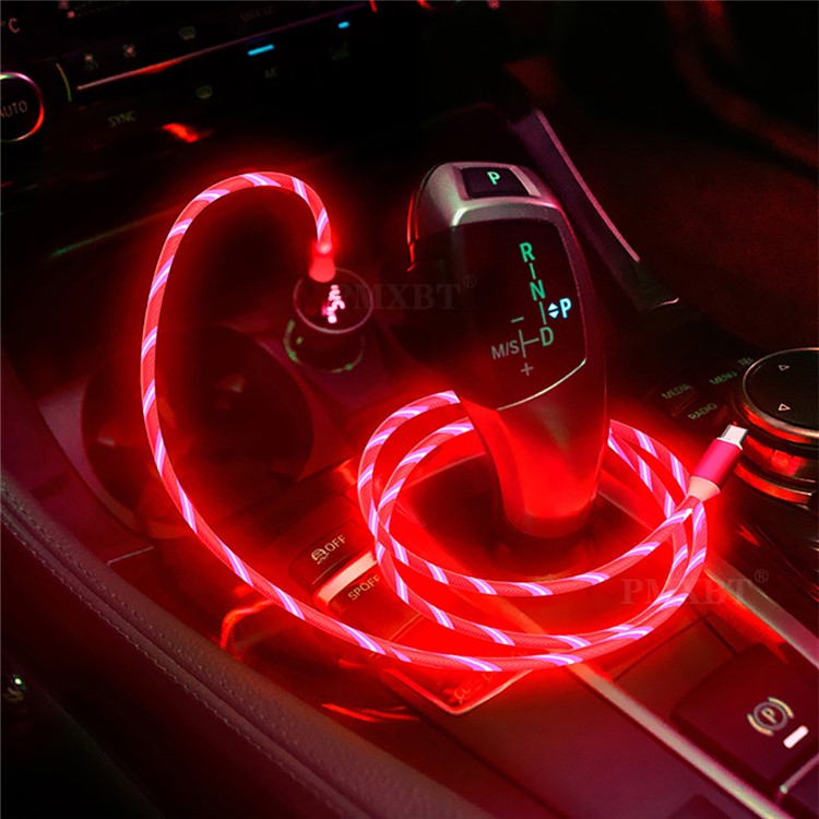Flowing LED Magnetic Type-C Charging Cable for Samsung Sony Huawei etc. - Red