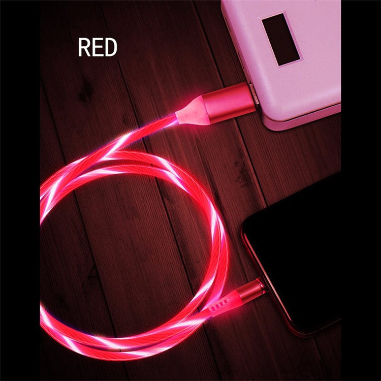 Flowing LED Magnetic Type-C Charging Cable for Samsung Sony Huawei etc. - Red