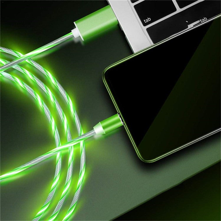 Flowing LED Magnetic Type-C Charging Cable for Samsung Sony Huawei etc. - Green