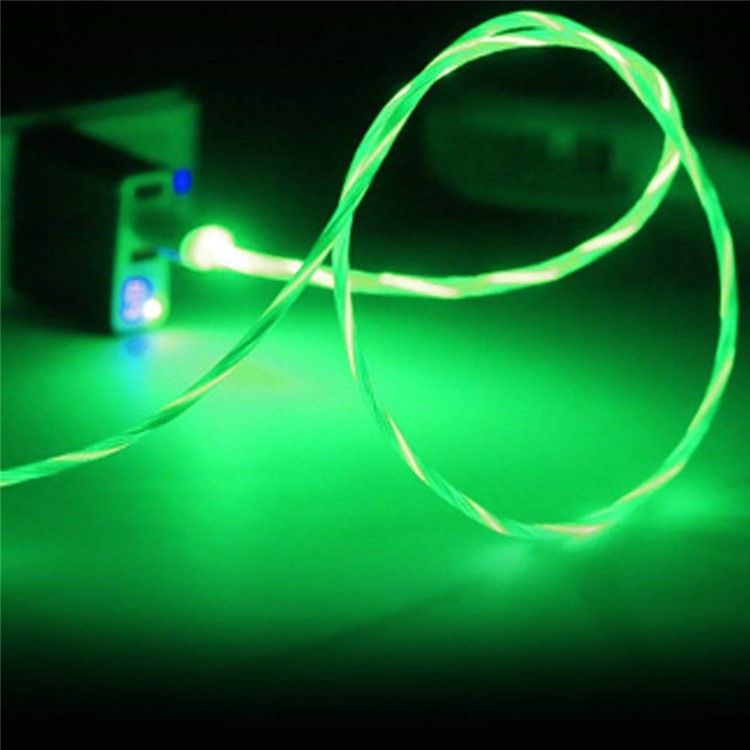 Flowing LED Magnetic Type-C Charging Cable for Samsung Sony Huawei etc. - Green