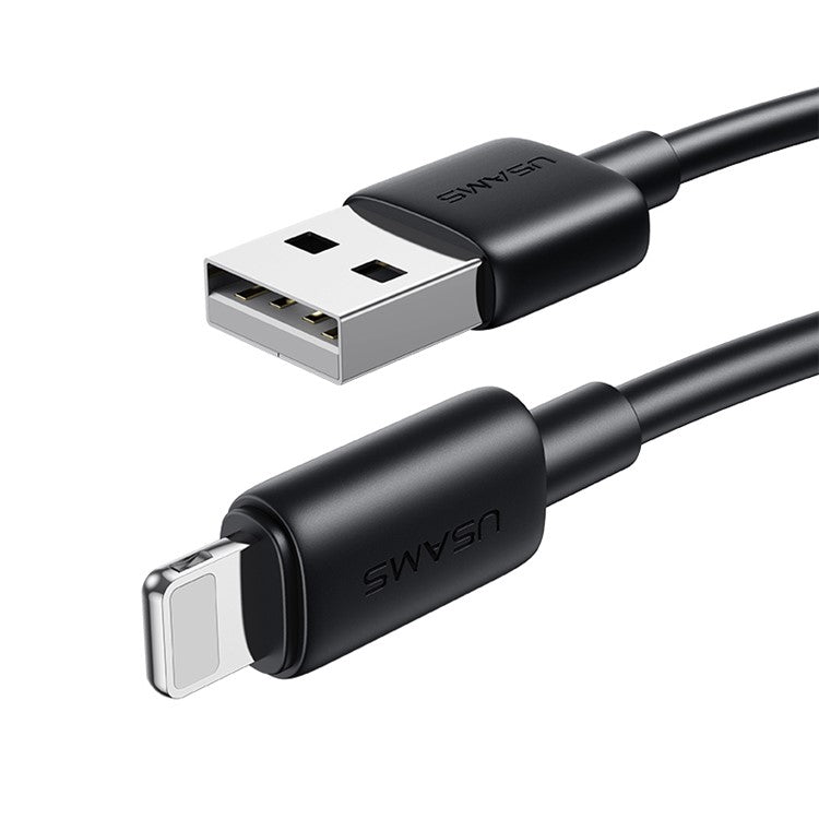 USAMS SJ709 YD Series 1m Charger Cable USB to Lightning 2.4A Fast Charging Data Cord - Black