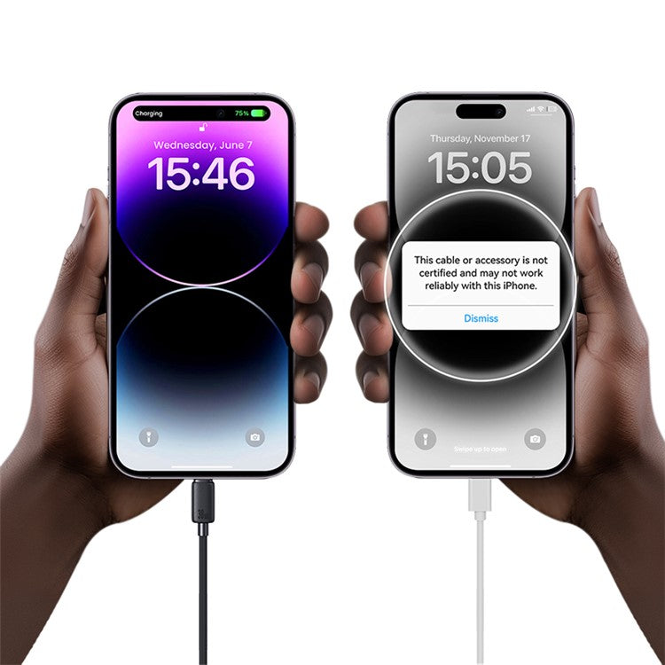 USAMS SJ709 YD Series 1m Charger Cable USB to Lightning 2.4A Fast Charging Data Cord - White