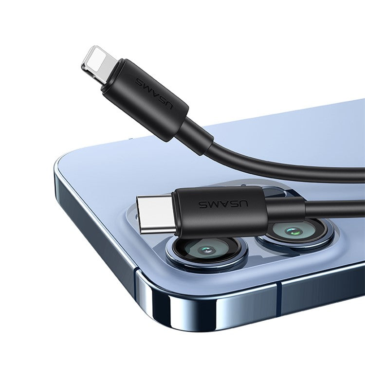 USAMS SJ712 YD Series 30W Fast Charging Data Cable Type-C To Lightning Cable, 1m - Black