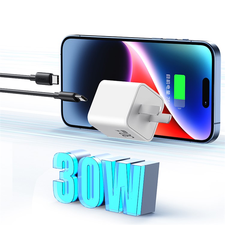 USAMS SJ712 YD Series 30W Fast Charging Data Cable Type-C To Lightning Cable, 1m - Black