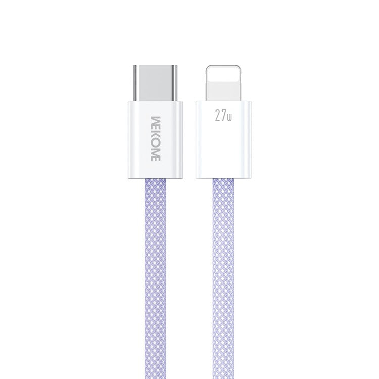 WEKOME WDC-21 1m PD 27W Fast Charging Data Cable USB-C to Lightning Nylon Braided Cord - Purple