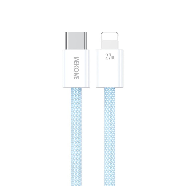 WEKOME WDC-21 1m PD 27W Fast Charging Data Cable USB-C to Lightning Nylon Braided Cord - Blue