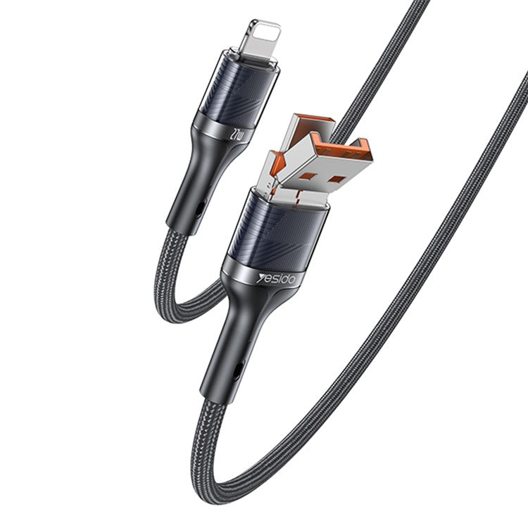 YESIDO CA165L 1.2m USB / Type-C 2-in-1 Plug to 8-pin Phone Charging Cable Braided Data Cable