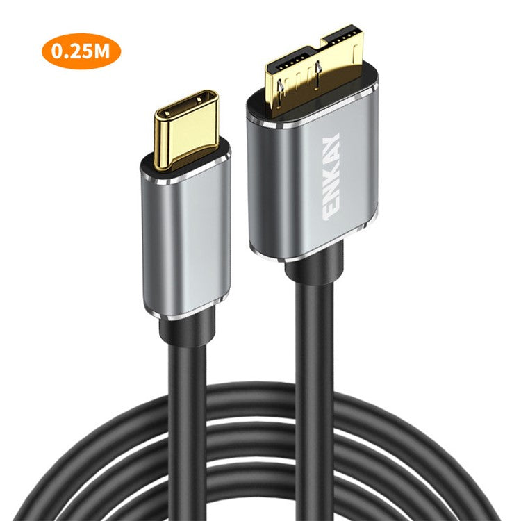 ENKAY HAT PRINCE 0.25m USB 3.1 Type-C to USB 3.0 Micro B Cable for Camera Hard Drive Charging Data Cable