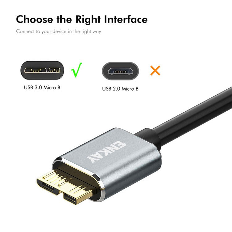 ENKAY HAT PRINCE 0.5m USB 3.0 A to USB 3.0 Micro B Cable Camera Hard Drive Charging Data Cable