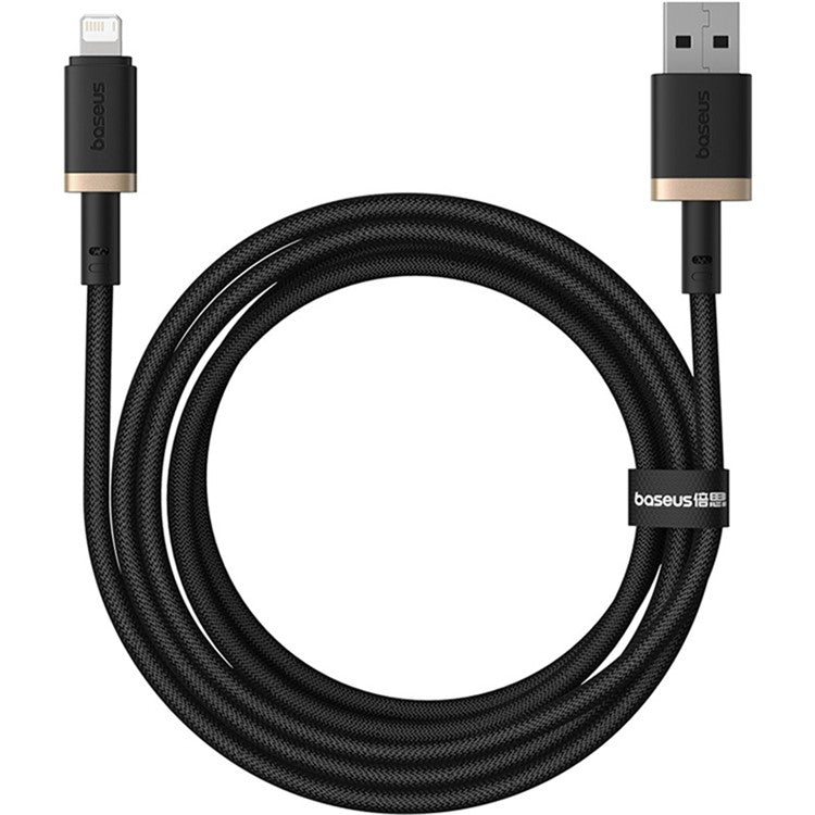 BASEUS New Cafule Series 2.4A Fast Charging Cable USB to iP Data Cord, Length: 2m - Gold+Black