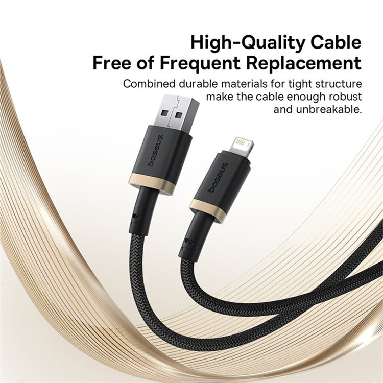 BASEUS New Cafule Series 2.4A Fast Charging Cable USB to iP Data Cord, Length: 2m - Gold+Black