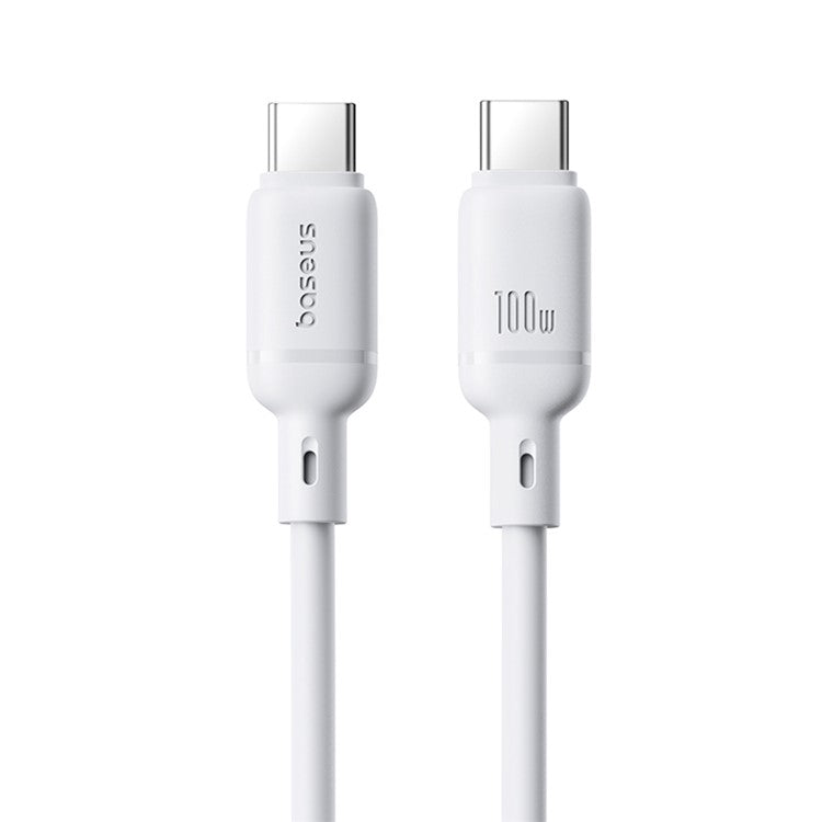 BASEUS Silky PD 100W Fast Charging Cable Soft PVC USB-C to USB-C Data Cord, Length: 1m - White