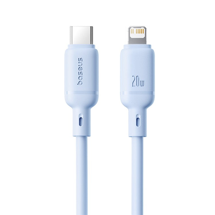 BASEUS Silky USB-C to iP Data Cord Flexible PVC PD 20W Fast Charging Cable, Length: 1m - Blue