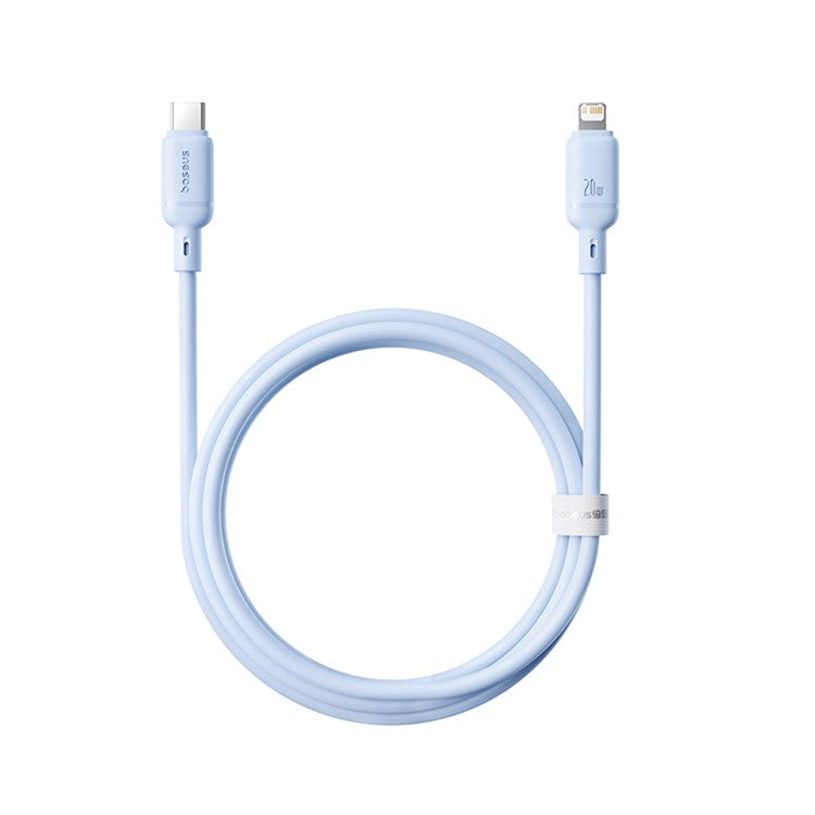 BASEUS Silky USB-C to iP Data Cord Flexible PVC PD 20W Fast Charging Cable, Length: 1m - Blue