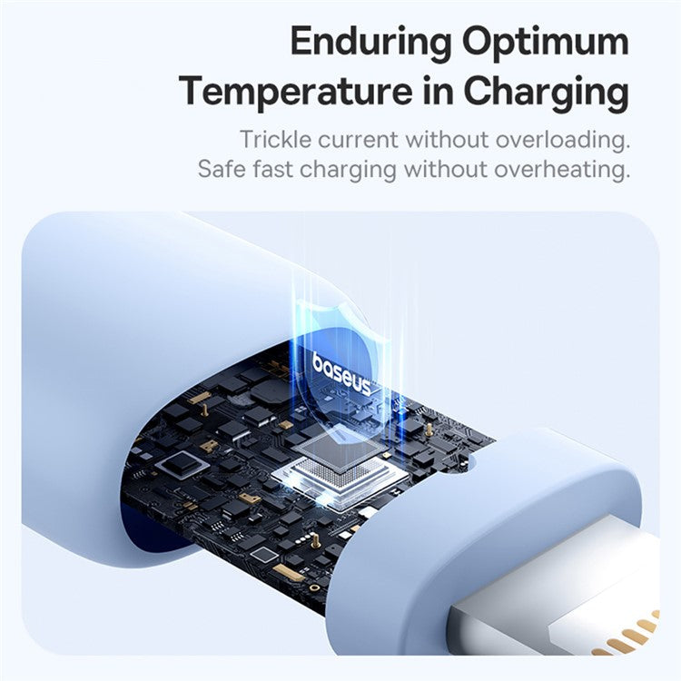 BASEUS Silky USB-C to iP Data Cord Flexible PVC PD 20W Fast Charging Cable, Length: 1m - Blue